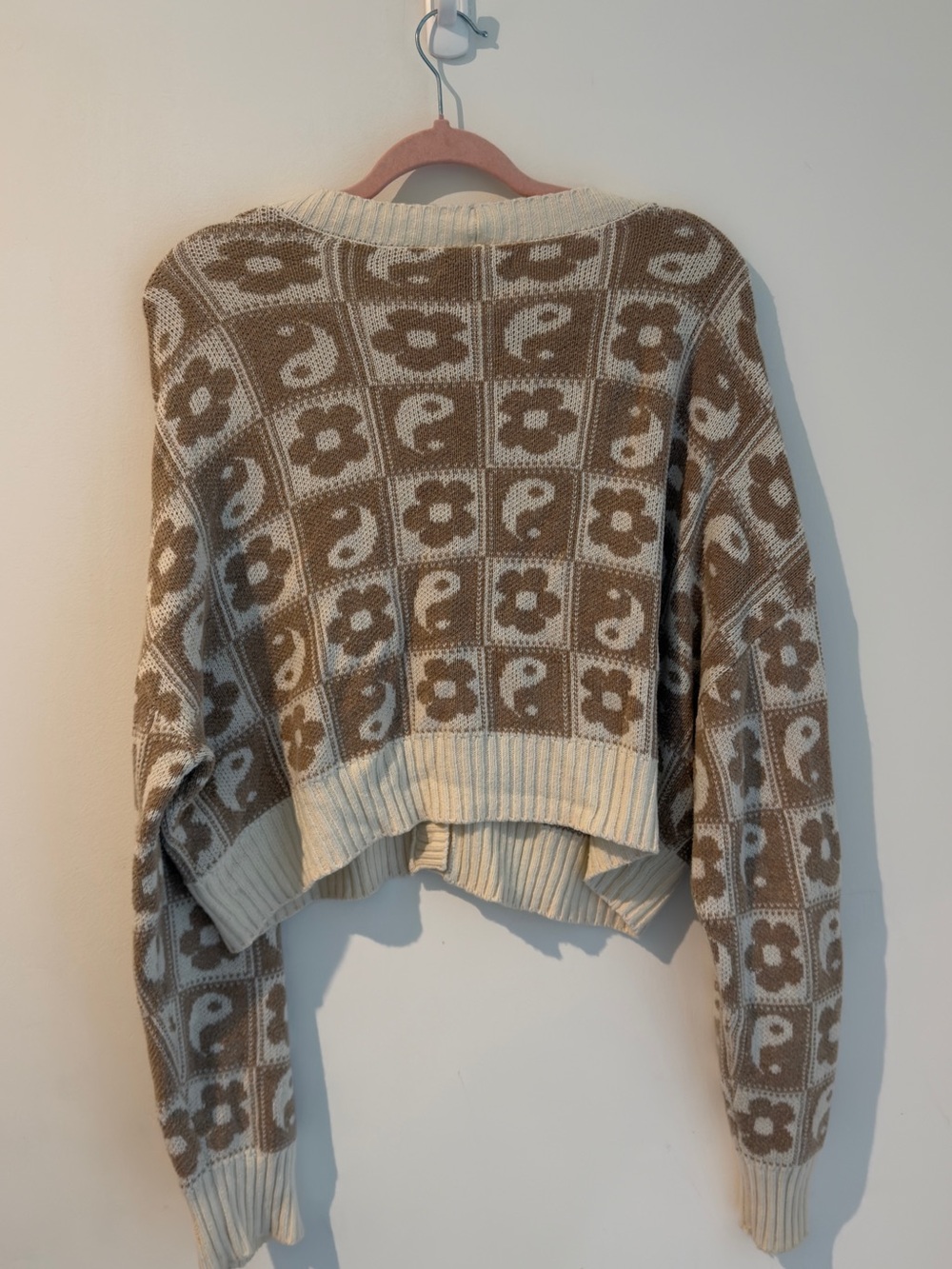 American Eagle Outfitters Beige Floral Cropped Cardigan - Picture 7 of 8